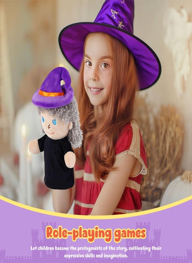 ZJoey Castle Hand Puppets Fairy Tales Queen & King, Princess & Prince, Elf & Witch Plush Toys Role-Play Toy Puppets for Kids Storytelling Imaginative Pretend Play Teaching Preschool(Witch) - Image 5